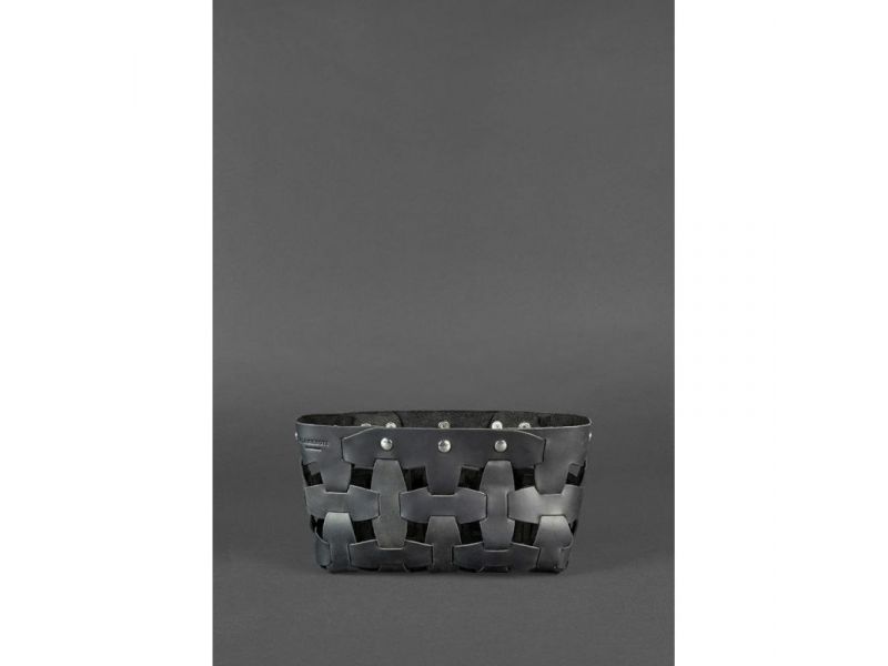 Кожаная плетеная женская сумка Пазл S черная Crazy Horse, фото 3