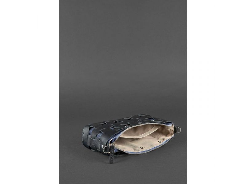 Кожаная плетеная женская сумка Пазл S черная Crazy Horse, фото 5