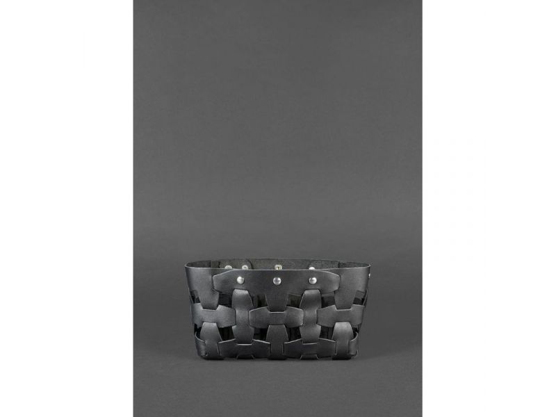 Кожаная плетеная женская сумка Пазл S черная Krast, фото 3