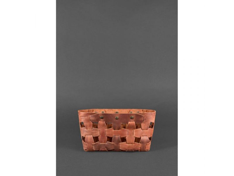 Кожаная плетеная женская сумка Пазл S светло-коричневая Crazy Horse, фото 3