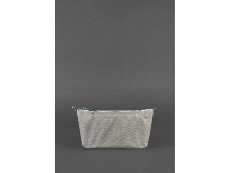 Кожаная плетеная женская сумка Пазл S зеленая Krast, фото 4