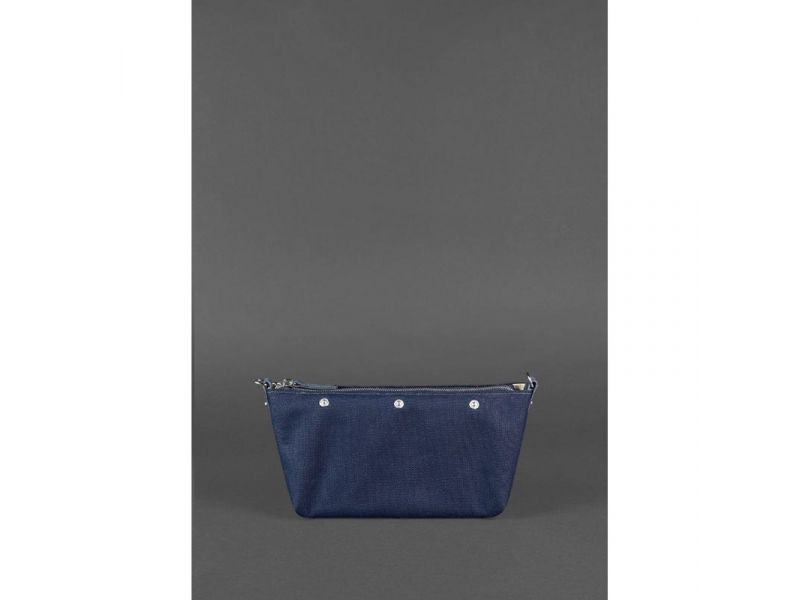 Кожаная плетеная женская сумка Пазл S синяя Crazy Horse, фото 4