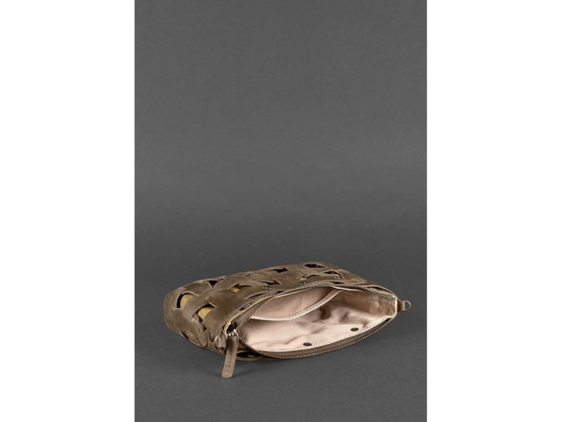 Кожаная плетеная женская сумка Пазл S темно-коричневый Crazy Horse, фото 5