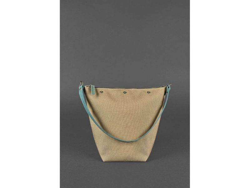 Кожаная плетеная женская сумка Пазл M зеленая Crazy Horse, фото 4