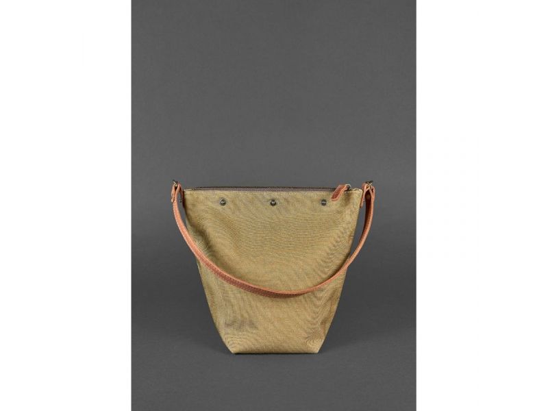 Кожаная плетеная женская сумка Пазл M светло-коричневая Crazy Horse, фото 4