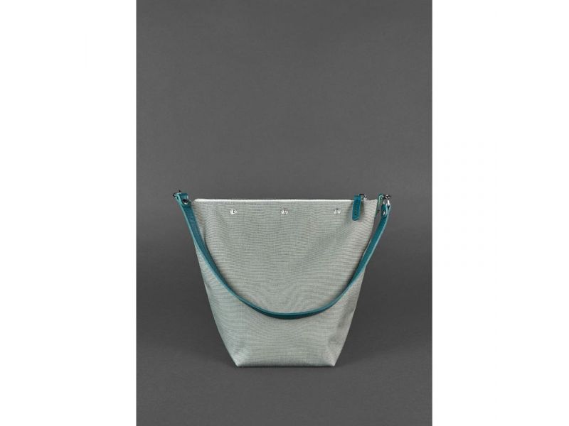 Кожаная плетеная женская сумка Пазл M зеленая Krast, фото 4