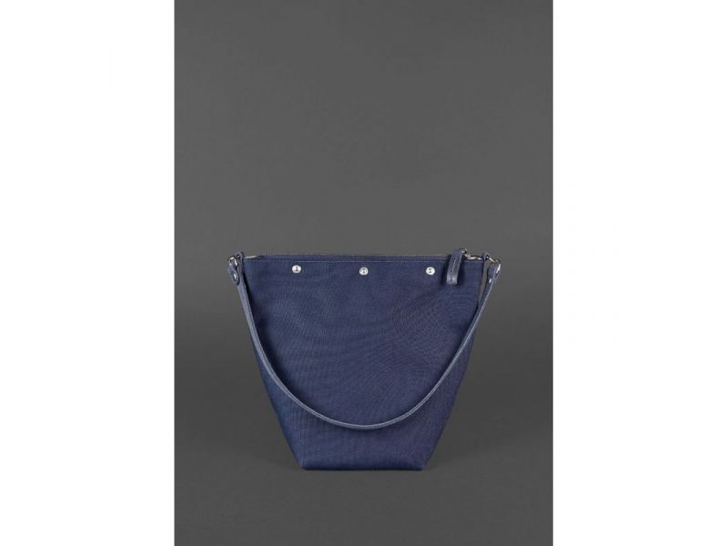 Кожаная плетеная женская сумка Пазл M синяя Crazy Horse, фото 4