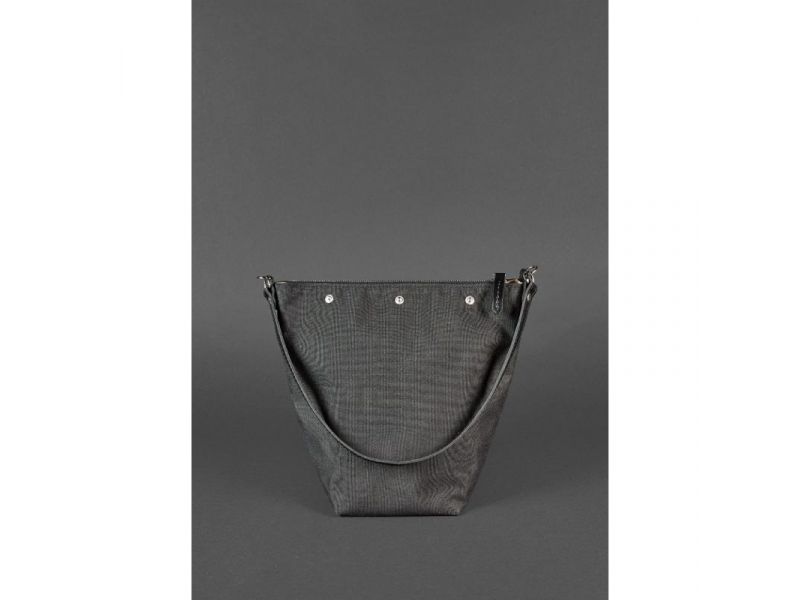 Кожаная плетеная женская сумка Пазл M угольно-черная, фото 4