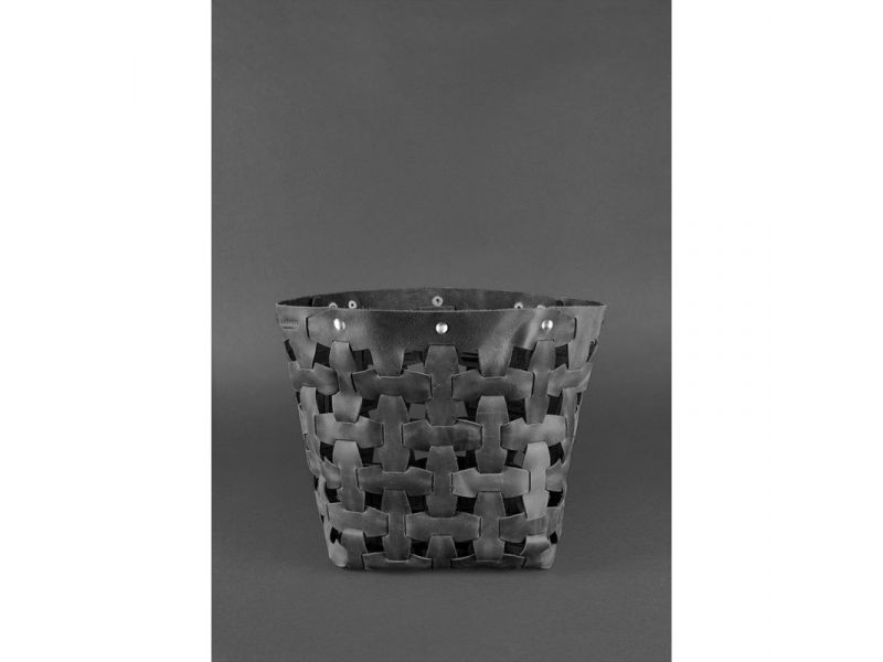 Кожаная плетеная женская сумка Пазл L черная Crazy Horse, фото 3