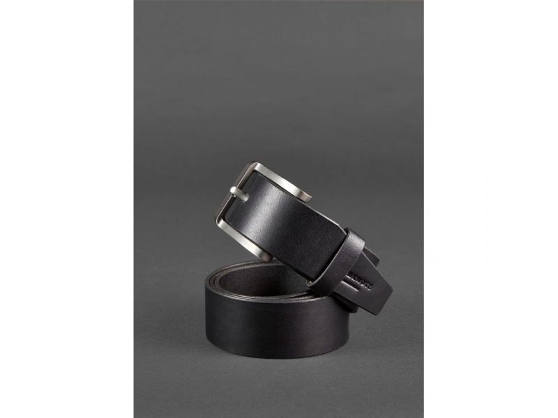 Мужской кожаный ремень 40 мм черный, фото 1