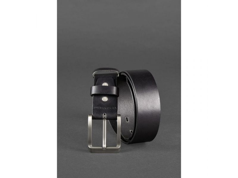 Мужской кожаный ремень 40 мм черный, фото 2