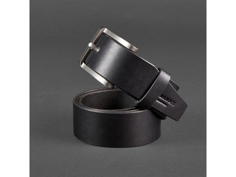 Мужской кожаный ремень 40 мм черный, фото 4