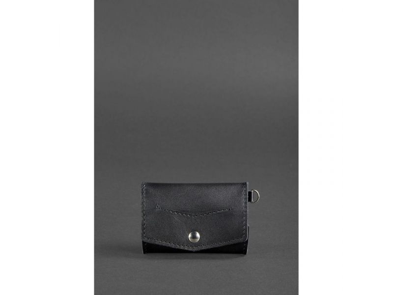 Кожаная монетница с клапаном 1.0 черная, фото 1