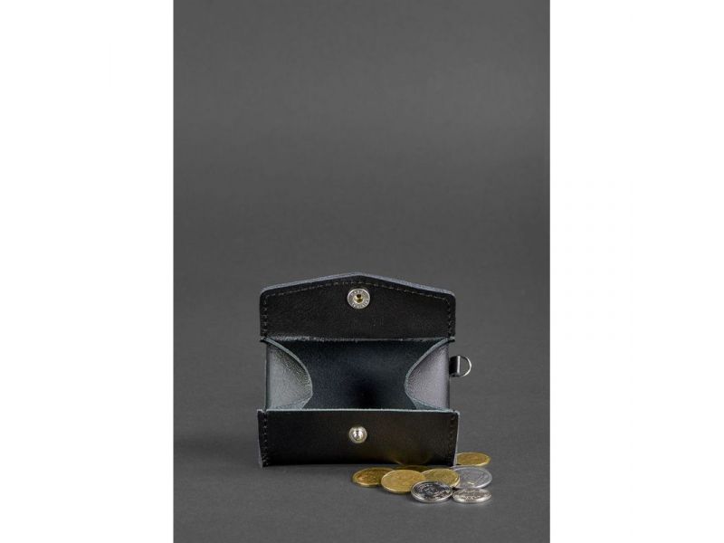 Кожаная монетница с клапаном 1.0 черная, фото 2