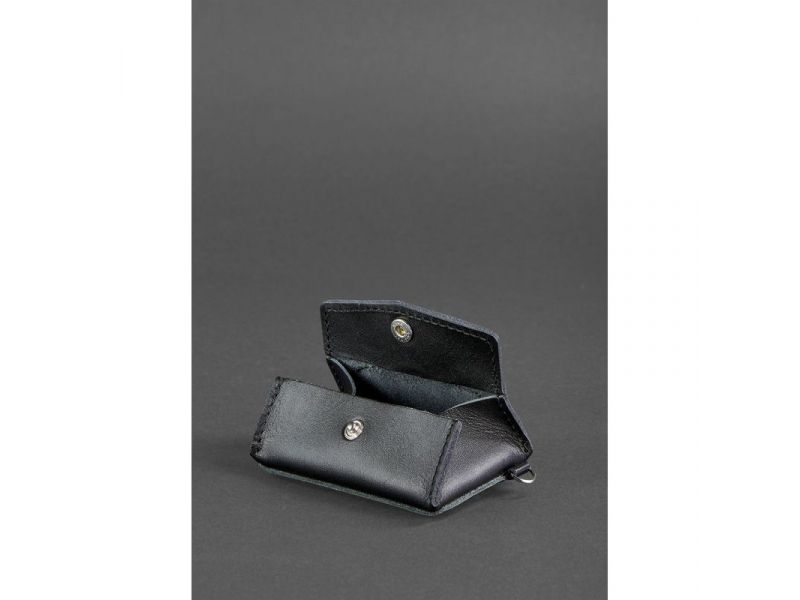 Кожаная монетница с клапаном 1.0 черная, фото 3