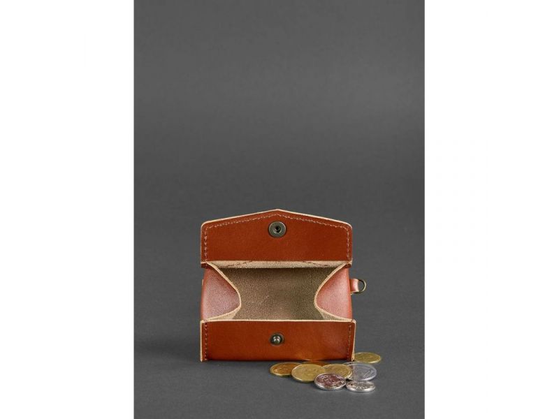 Кожаная монетница с клапаном 1.0 светло-коричневая, фото 2