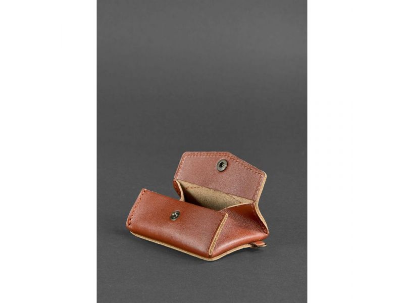 Кожаная монетница с клапаном 1.0 светло-коричневая, фото 3