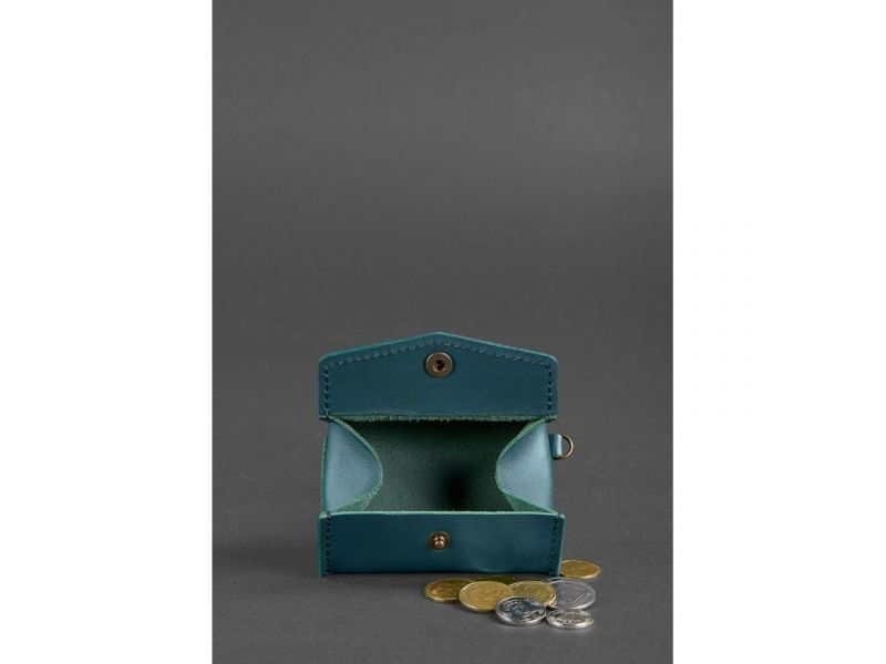 Женская кожаная монетница с клапаном 1.0 зеленая, фото 2