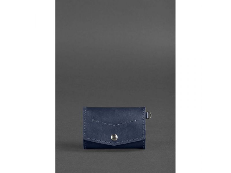 Кожаная монетница с клапаном 1.0 темно-синяя, фото 1