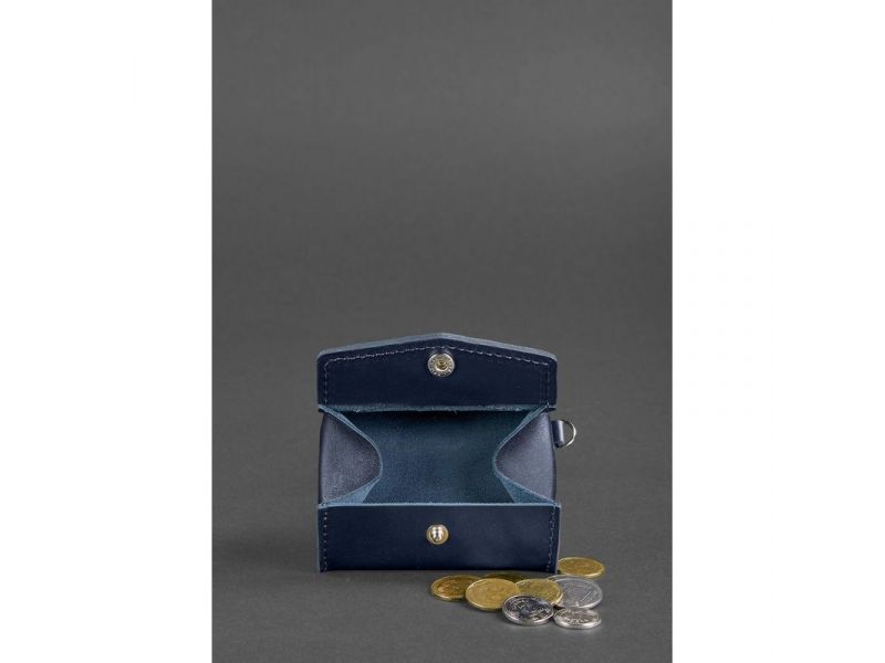 Кожаная монетница с клапаном 1.0 темно-синяя, фото 2
