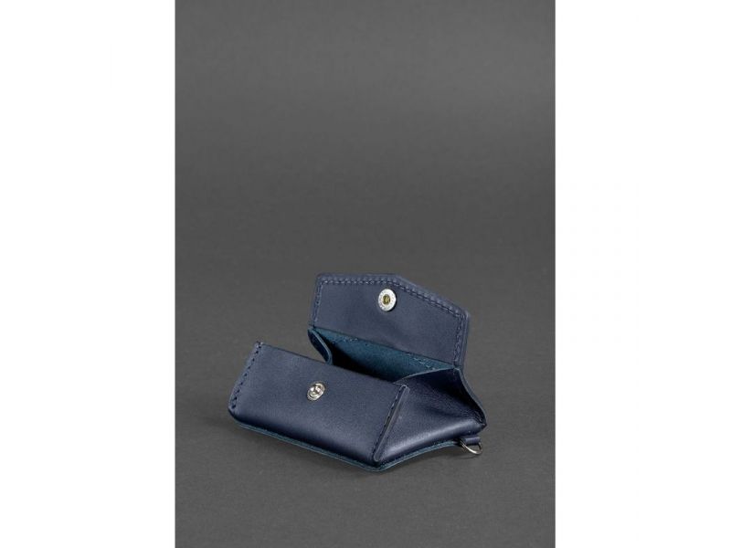 Кожаная монетница с клапаном 1.0 темно-синяя, фото 3