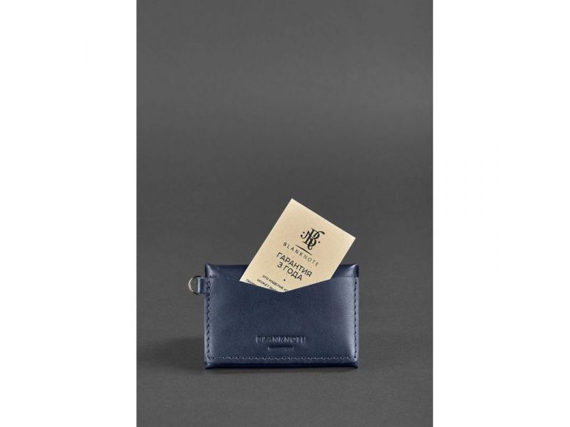 Кожаная монетница с клапаном 1.0 темно-синяя, фото 4