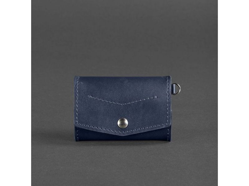 Кожаная монетница с клапаном 1.0 темно-синяя, фото 6
