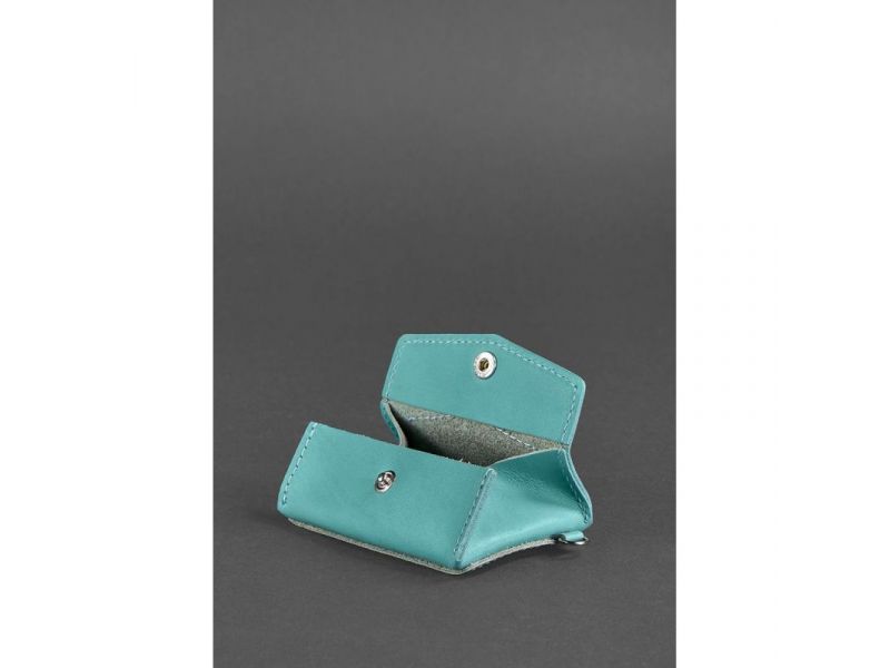 Женская кожаная монетница с клапаном 1.0 бирюзовая, фото 3