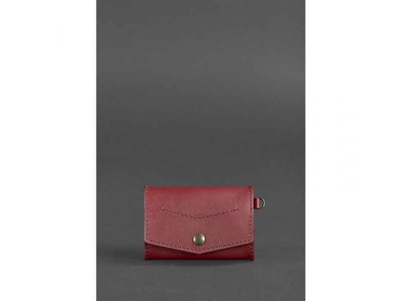 Женская кожаная монетница с клапаном 1.0 бордовая, фото 1