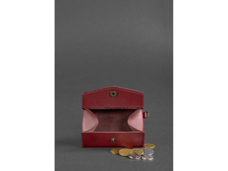 Женская кожаная монетница с клапаном 1.0 бордовая, фото 2