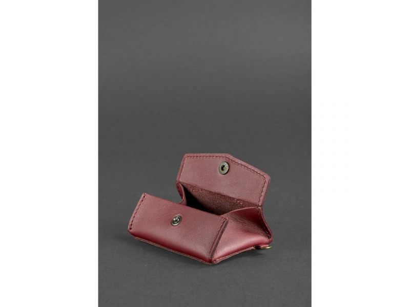 Женская кожаная монетница с клапаном 1.0 бордовая, фото 3