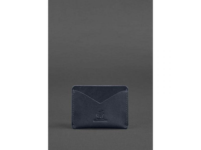 Кожаная визитница 5.0 темно-синяя, фото 1