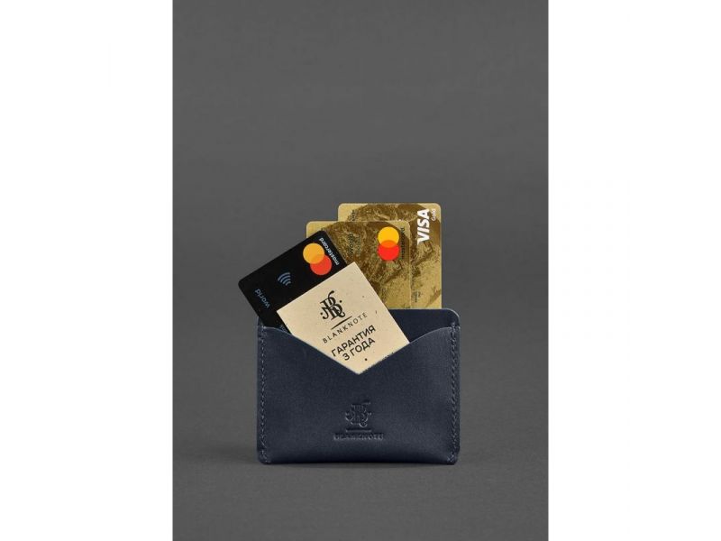 Кожаная визитница 5.0 темно-синяя, фото 2