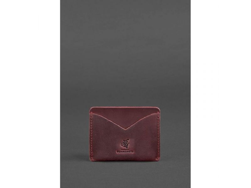 Женская кожаная визитница 5.0 бордовая Crazy Horse, фото 1