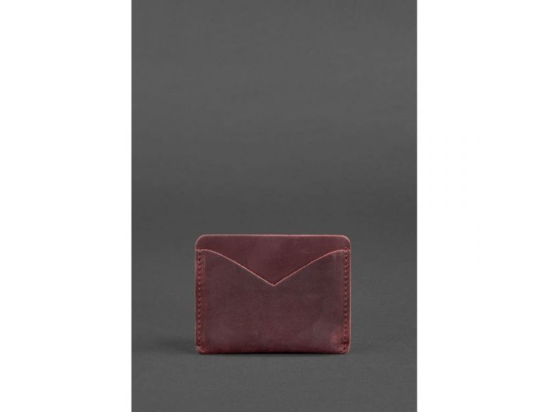 Женская кожаная визитница 5.0 бордовая Crazy Horse, фото 3