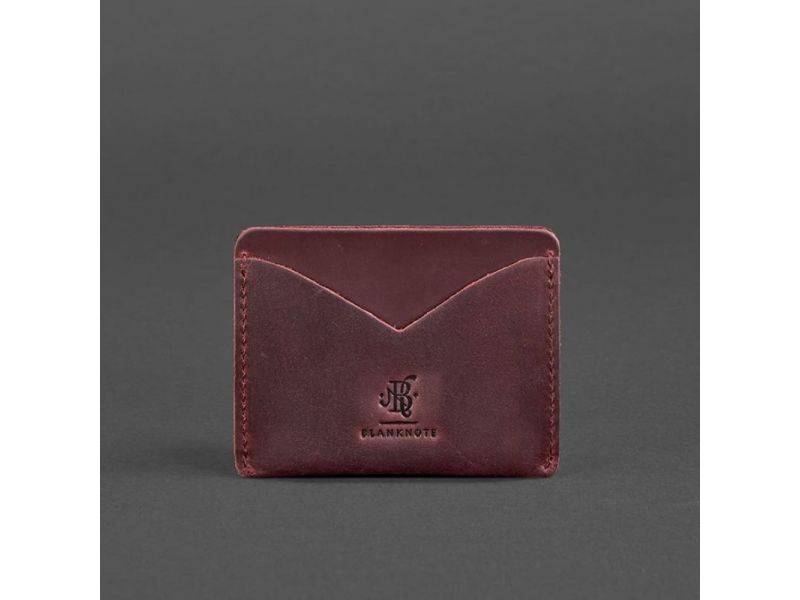 Женская кожаная визитница 5.0 бордовая Crazy Horse, фото 4