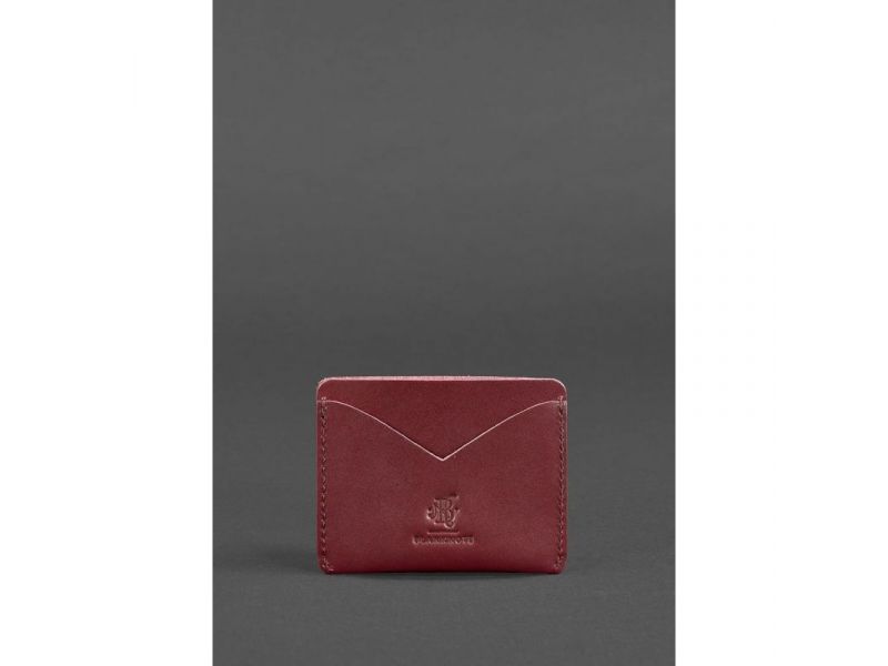 Женская кожаная визитница 5.0 бордовая Краст, фото 1