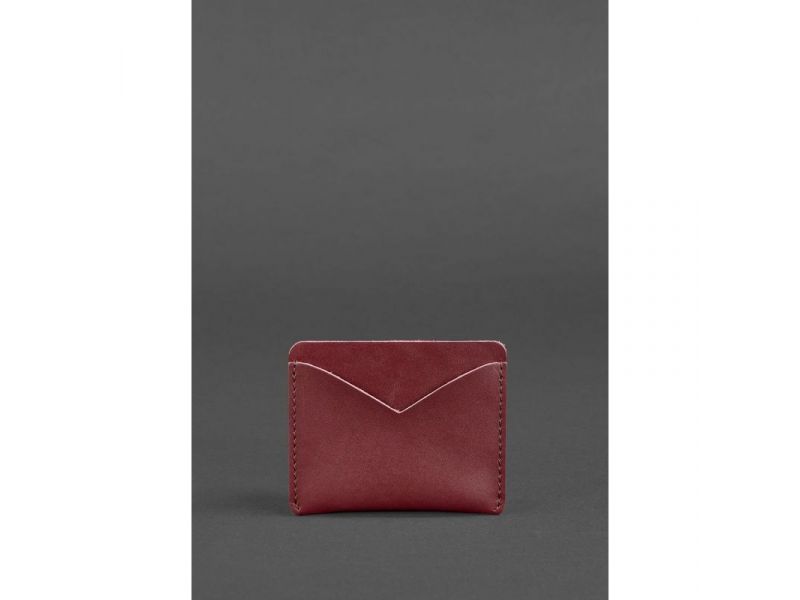 Женская кожаная визитница 5.0 бордовая Краст, фото 3