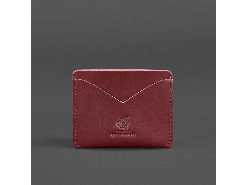 Женская кожаная визитница 5.0 бордовая Краст, фото 4