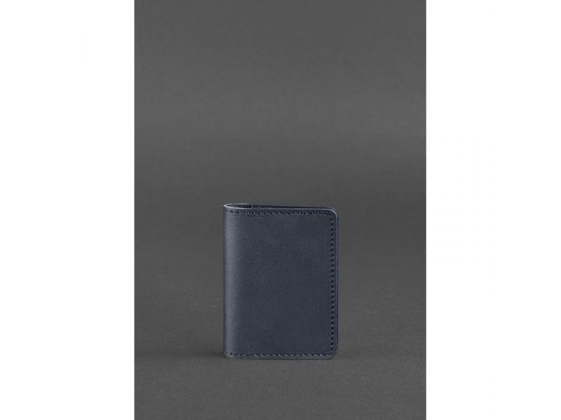 Кожаный кард-кейс (визитница) 6.0 темно-синий, фото 1