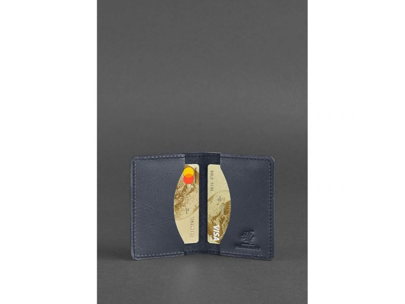 Кожаный кард-кейс (визитница) 6.0 темно-синий, фото 2