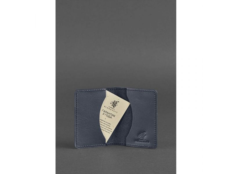 Кожаный кард-кейс (визитница) 6.0 темно-синий, фото 3