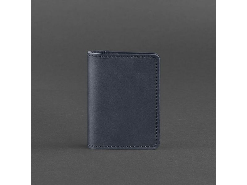 Кожаный кард-кейс (визитница) 6.0 темно-синий, фото 4