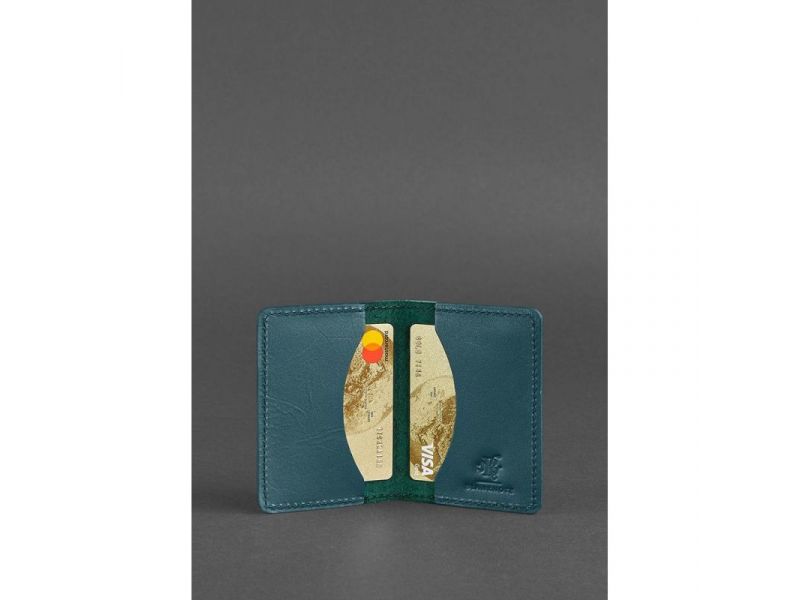 Женский кожаный кард-кейс (визитница) 6.0 зеленый, фото 2