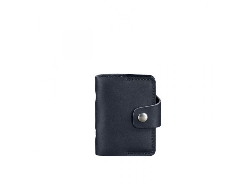 Кожаный кард-кейс 7.1 (Книжечка) темно-синий, фото 6