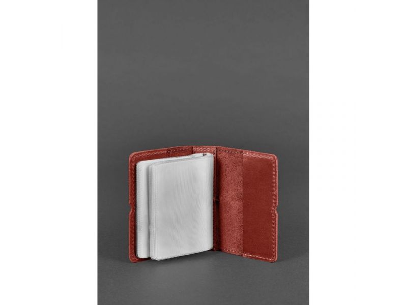 Женский кожаный кард-кейс 7.0 коралловый Crazy Horse, фото 3