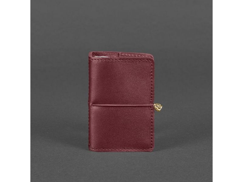 Женский кожаный кард-кейс 7.0 бордовый Краст, фото 4