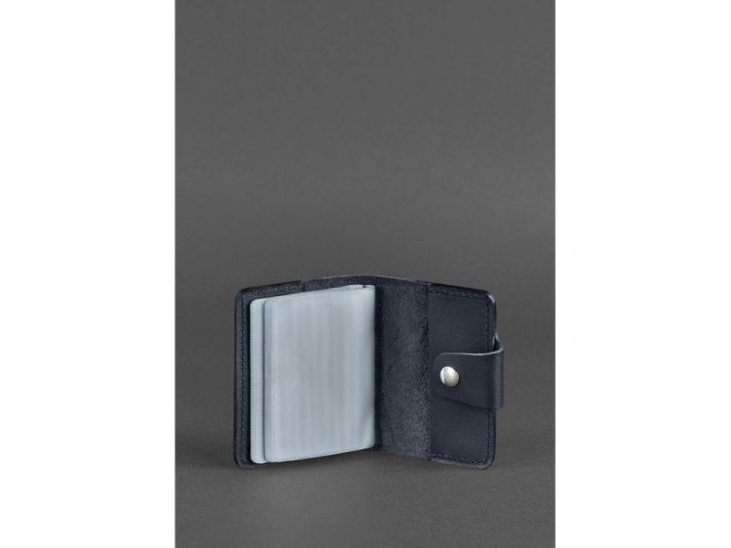 Кожаный кард-кейс 7.1 (Книжечка) темно-синий, фото 3