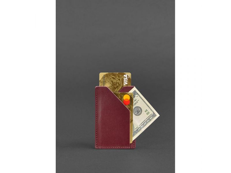 Женский кожаный кард-кейс 8.0 бордовый, фото 2
