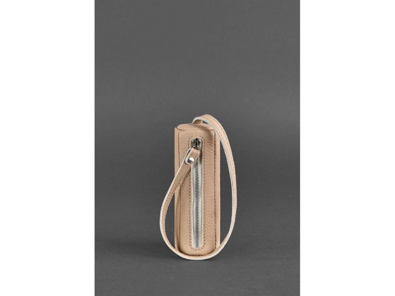 Женская кожаная женская ключница 3.0 Тубус светло-бежевая, фото 1